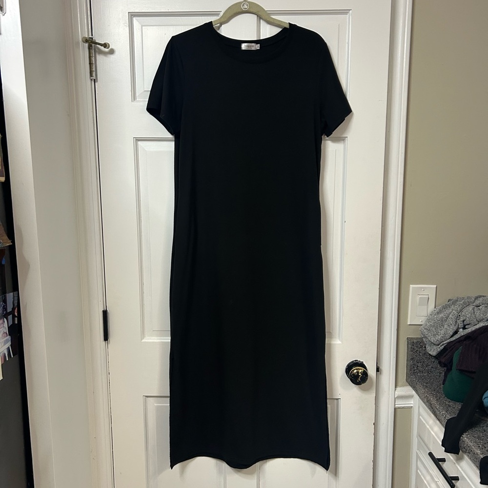 Everyday Black Short-Sleeve Maxi Dress
